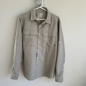 Mountain Hardwear Men's Khaki Gray Casual Button-Down Shirt